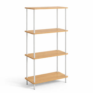 Estantería modular de madera y metal blanca con 4 o 5 baldas ajustables – librería moderna para salón, dormitorio u oficina