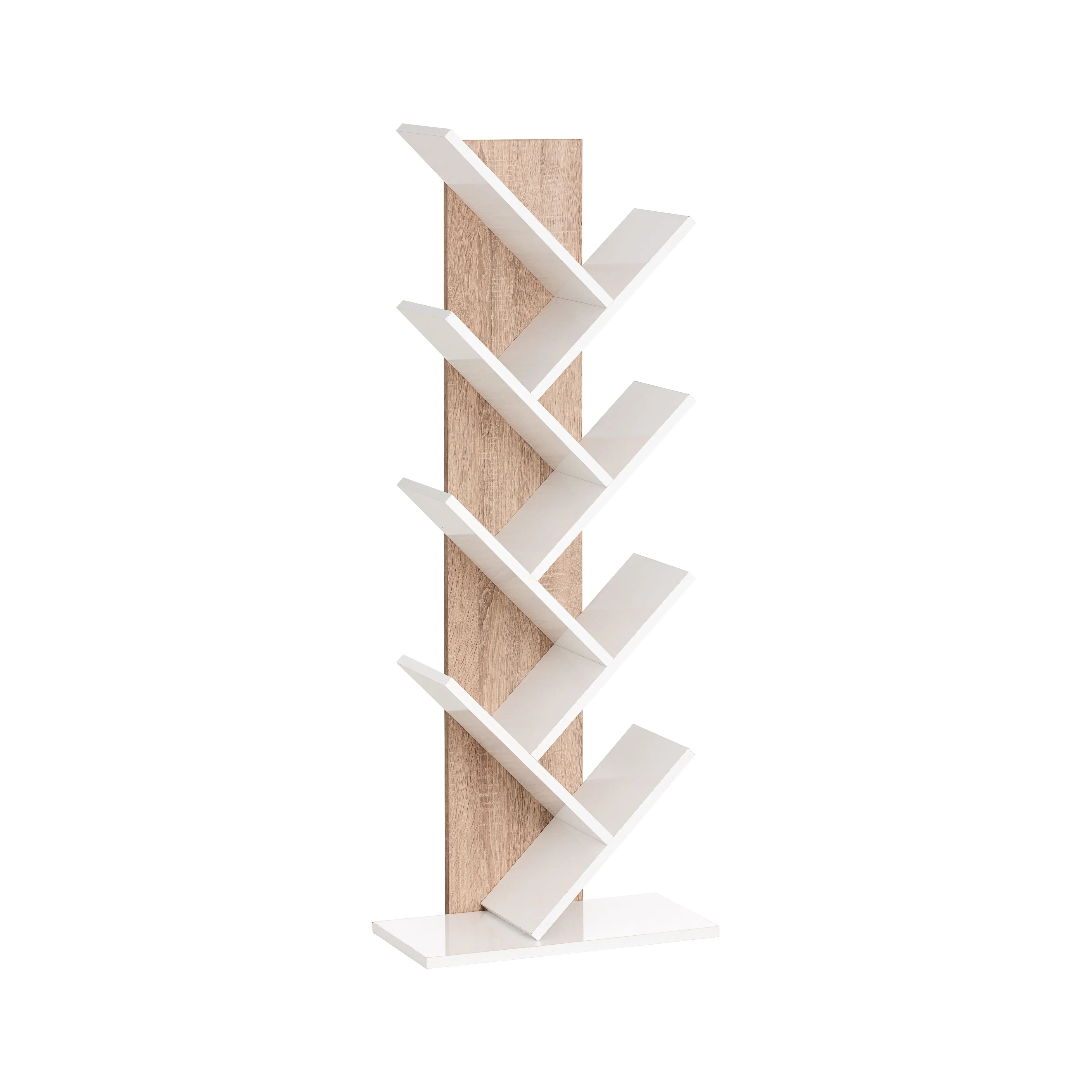 Estantería para libros de 138 cm en roble Sonoma y blanco – librería vertical para salón, dormitorio u oficina
