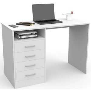 Escritorio de oficina con 4 cajones y superficie laminada – mesa para ordenador con almacenamiento integrado