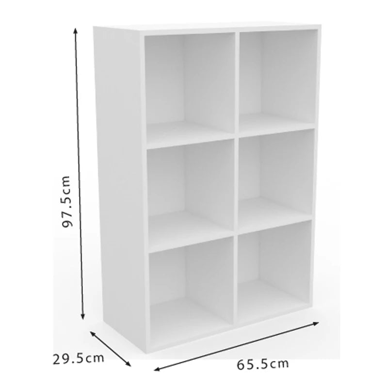 Librería estantería de 6 compartimentos 97,5 cm – organizador vertical compacto para libros y almacenamiento en interiores