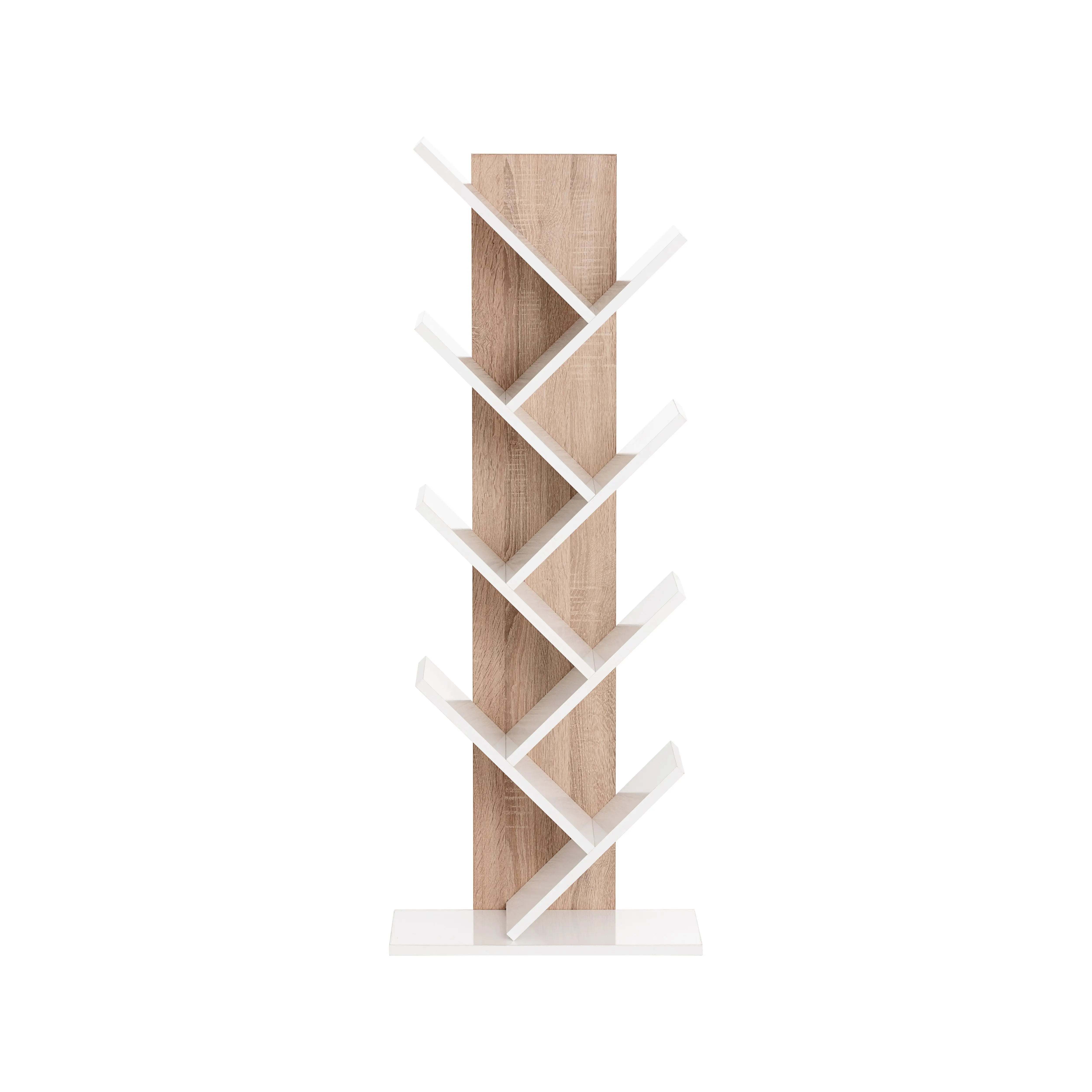 Estantería para libros de 138 cm en roble Sonoma y blanco – librería vertical para salón, dormitorio u oficina