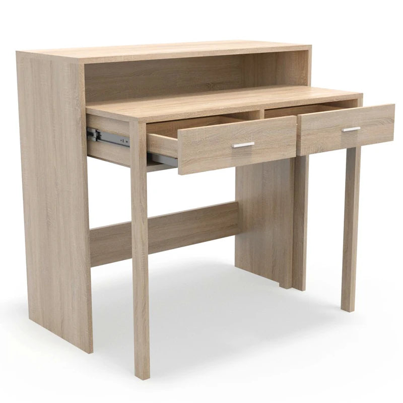 Consola extensible convertible en escritorio con cajones y balda – mesa de estudio compacta 90–119 cm