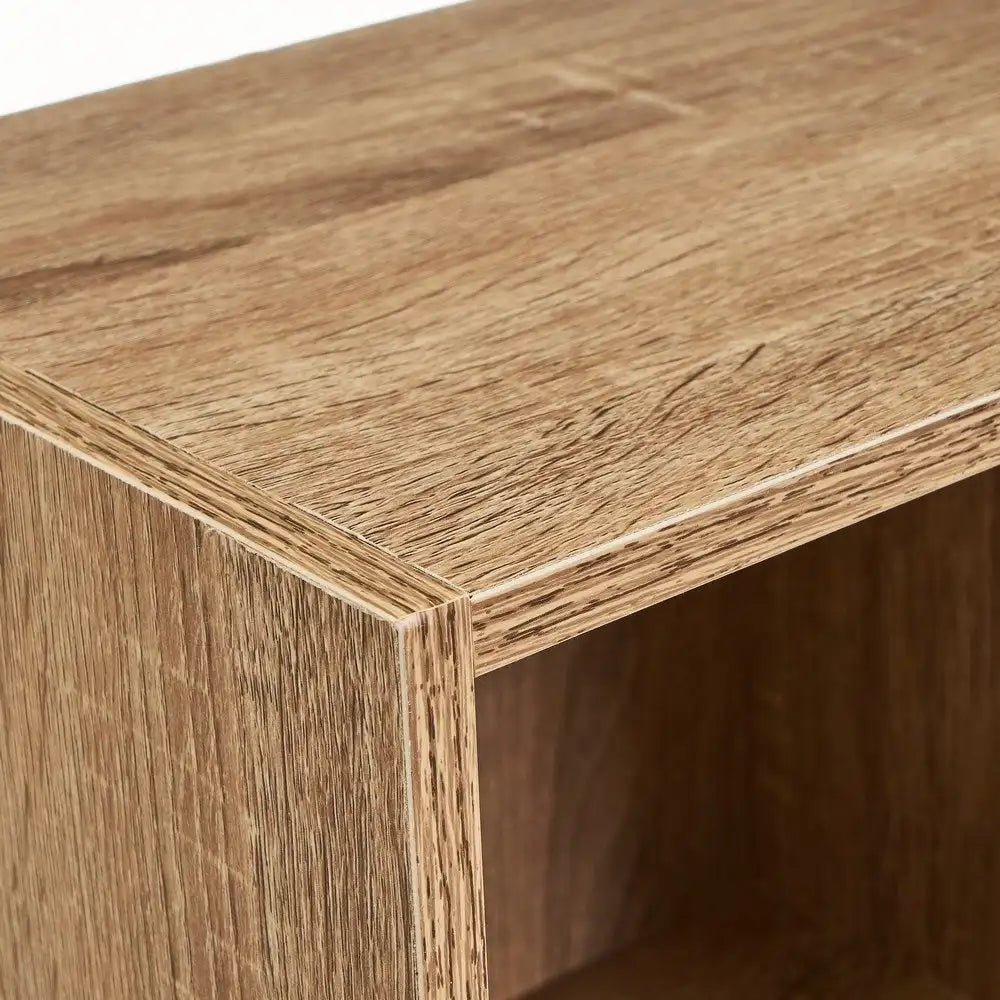 Estantería librería de 5 niveles 132 cm en tablero laminado color natural – unidad de almacenamiento vertical para despacho, dormitorio o despensa