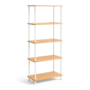 Estantería modular de madera y metal blanca con 4 o 5 baldas ajustables – librería moderna para salón, dormitorio u oficina