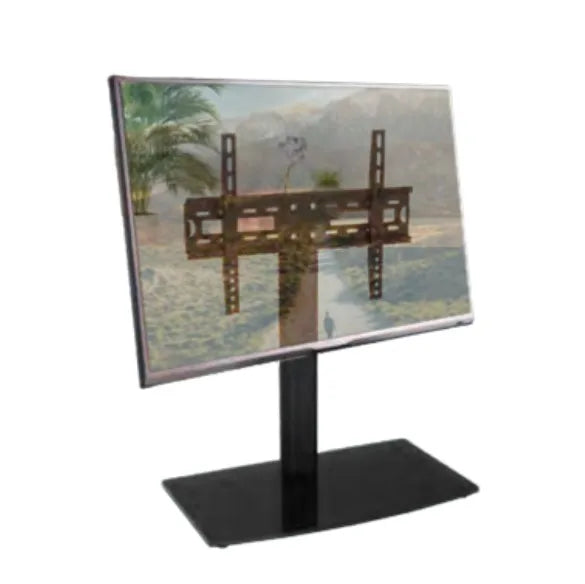 Soporte universal para TV con peana de suelo ajustable, compatible con pantallas de 40” a 65” – VESA hasta 400×400 mm, base de vidrio templado