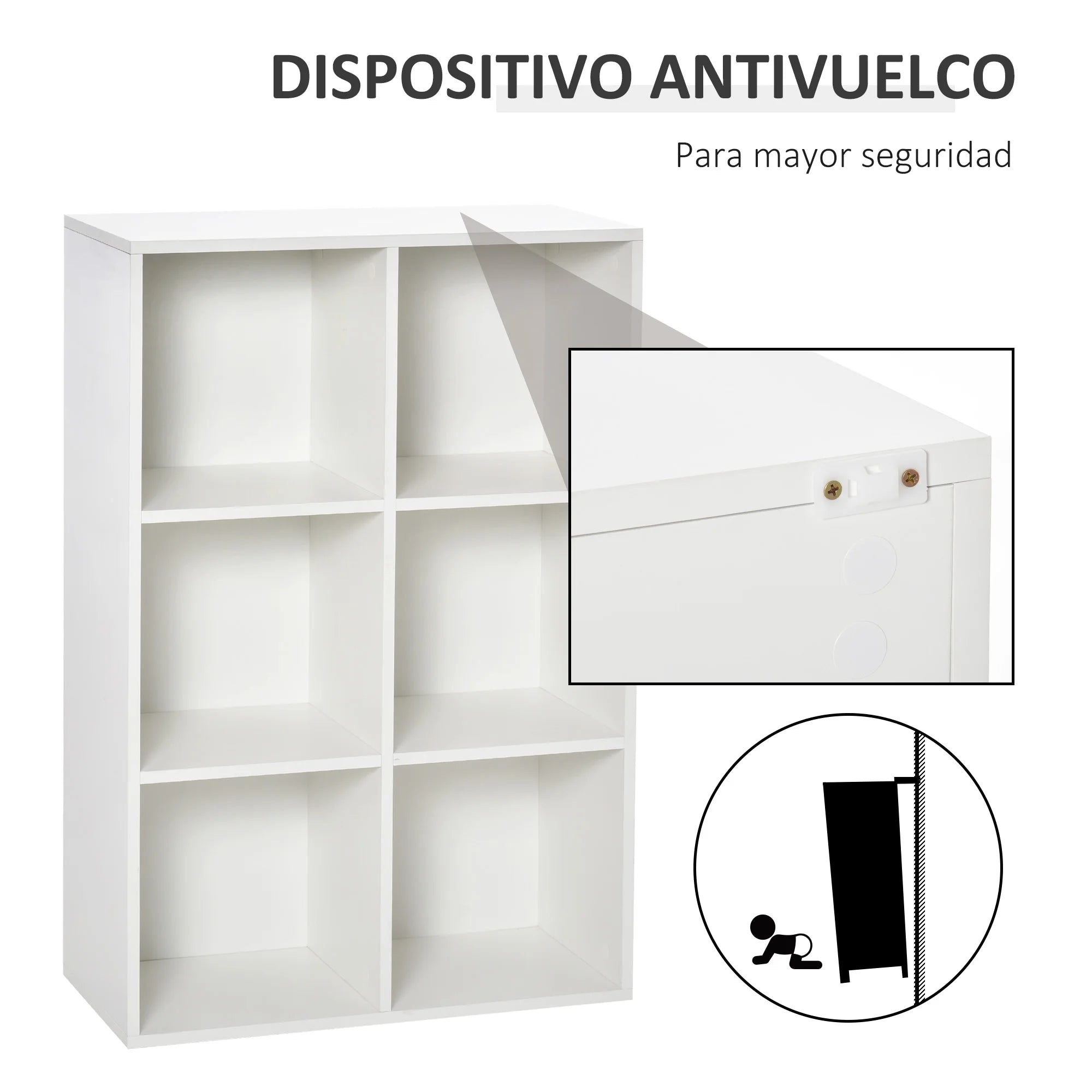 Estantería de libros de 3 niveles con 6 compartimentos 97,5 cm – organizador de almacenamiento para dormitorio u oficina en madera melaminada
