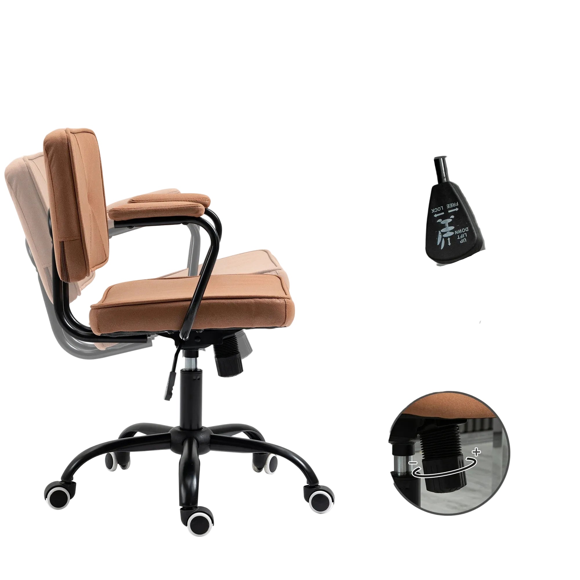 Silla de oficina retro con altura ajustable y función de balanceo – silla de escritorio con respaldo capitoné para oficina o hogar