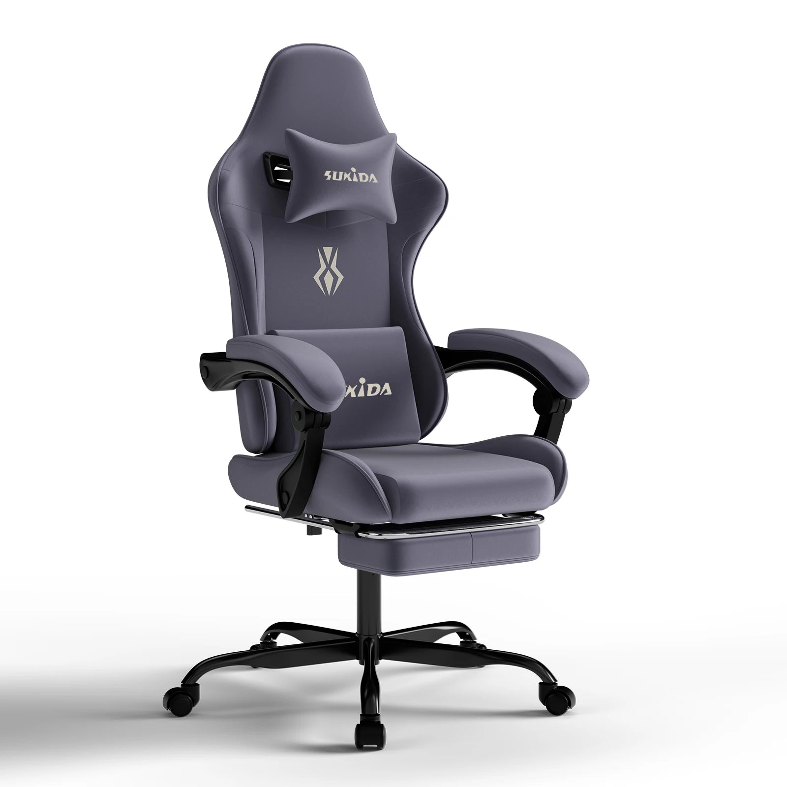Silla de oficina ejecutiva con respaldo reclinable, reposapiés y cojín – silla giratoria con ruedas y apoyabrazos