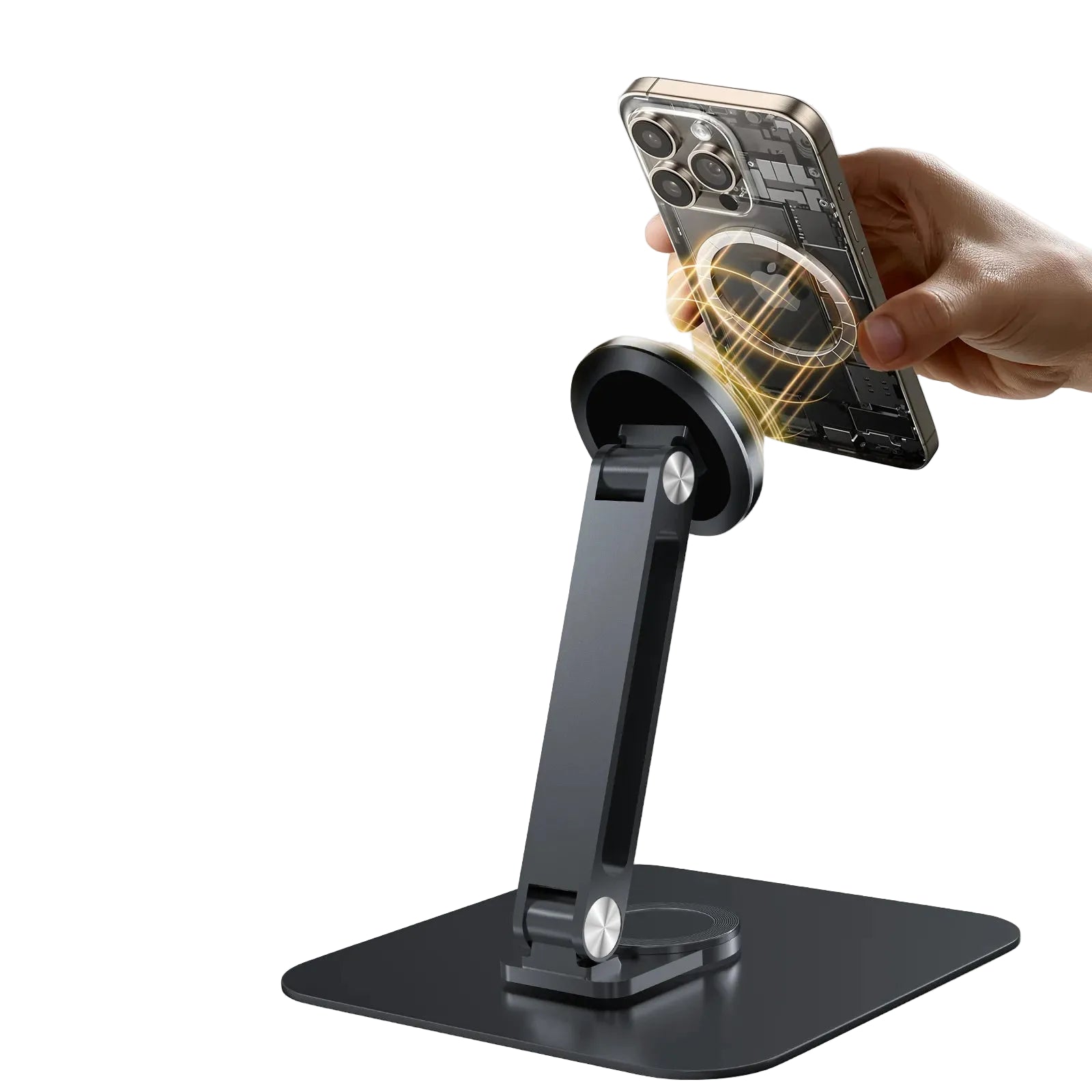 Soporte de escritorio para monitor de aleación de aluminio con rotación 360° y fijación VESA M4 75×75 mm