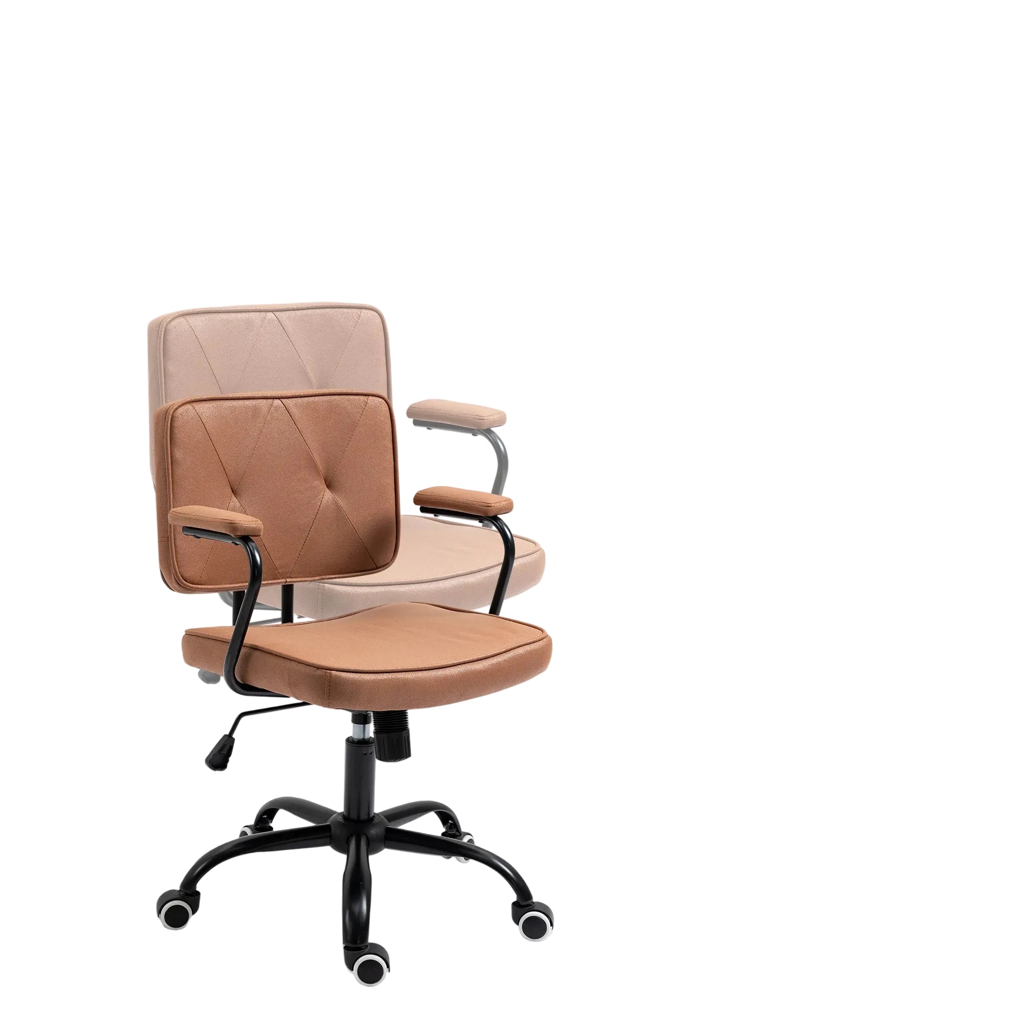 Silla de oficina retro con altura ajustable y función de balanceo – silla de escritorio con respaldo capitoné para oficina o hogar