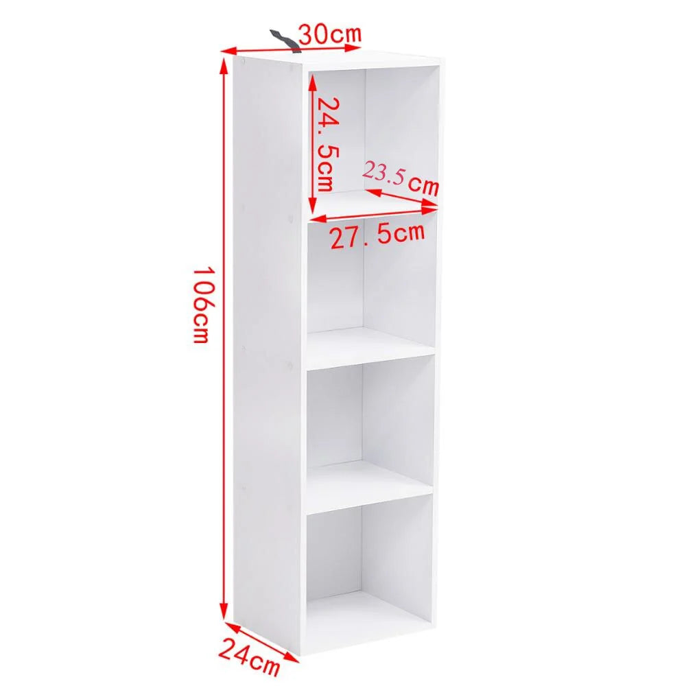 Estantería modular de 1 unidad con cubos de almacenamiento 106 cm en madera – mueble vertical para sala, dormitorio o estudio en color blanco