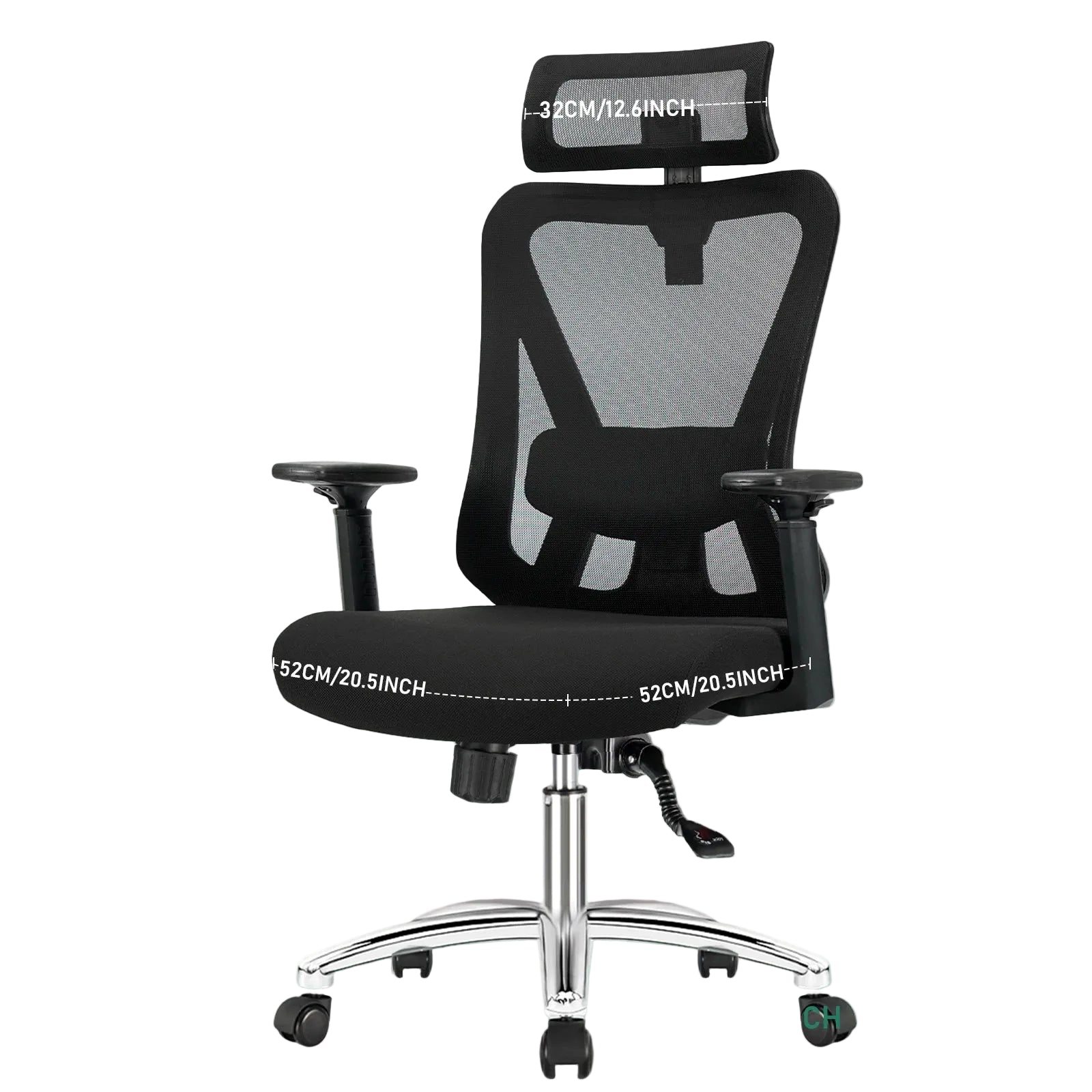 Silla de oficina con respaldo reclinable 90°–130°, reposacabezas, apoyabrazos y base giratoria