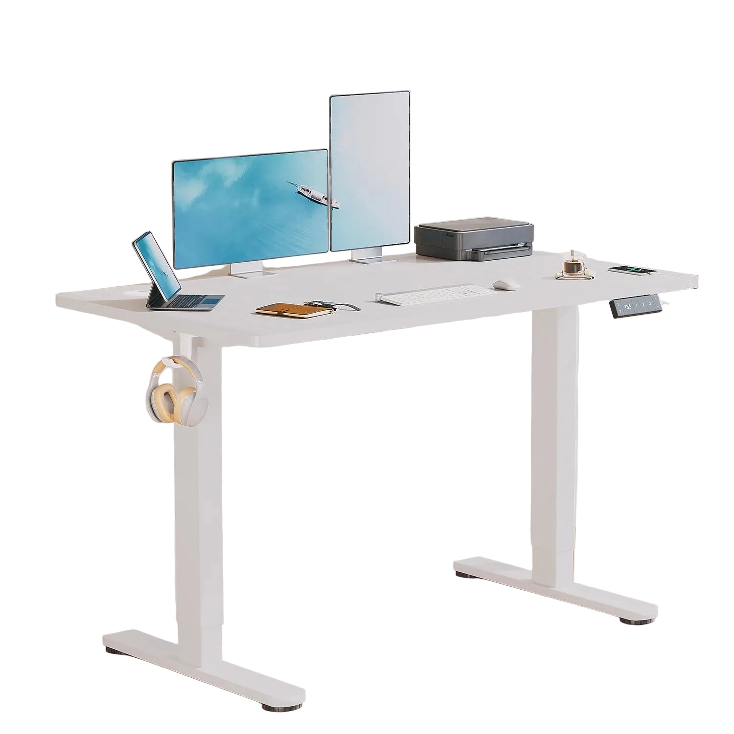 Escritorio eléctrico regulable en altura 140×80 cm con puerto de carga USB-C – mesa de oficina ajustable para trabajo y estudio