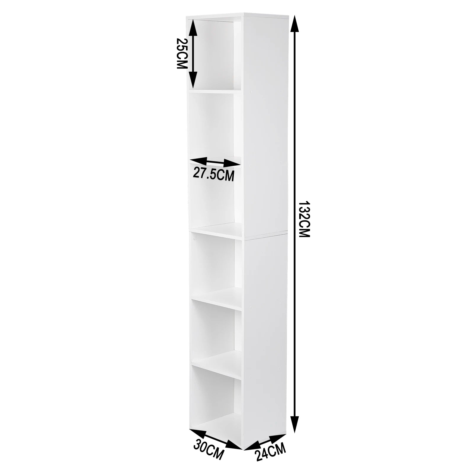 Estantería modular de 1 unidad con cubos de almacenamiento 106 cm en madera – mueble vertical para sala, dormitorio o estudio en color blanco