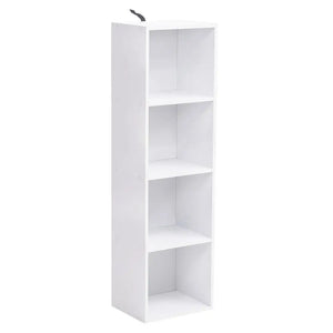 Estantería modular de 1 unidad con cubos de almacenamiento 106 cm en madera – mueble vertical para sala, dormitorio o estudio en color blanco