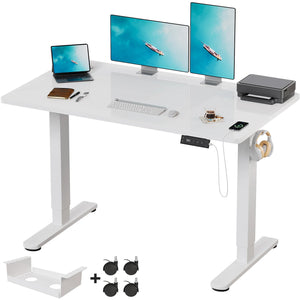 Escritorio eléctrico regulable en altura 140×80 cm con puerto de carga USB-C – mesa de oficina ajustable para trabajo y estudio