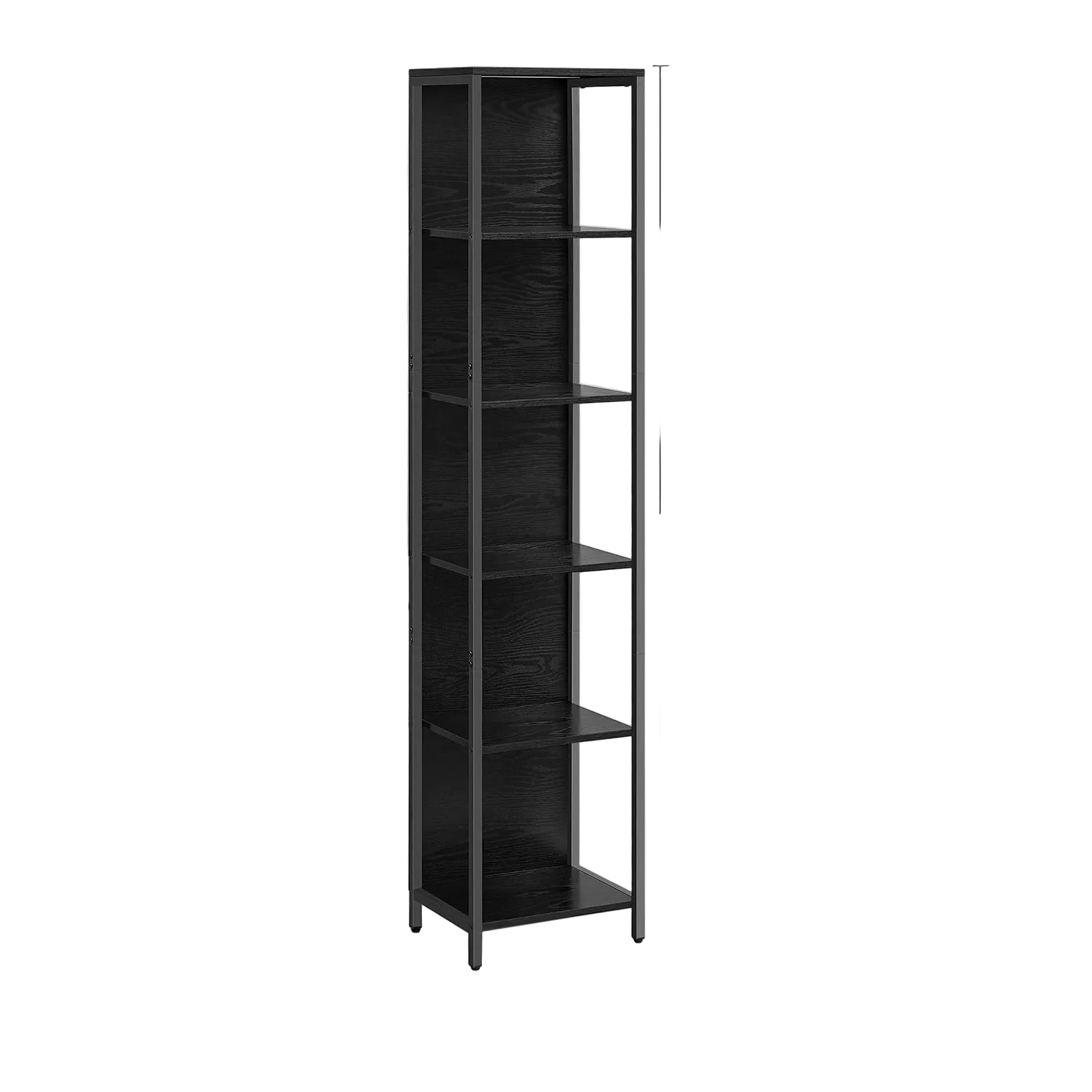 Estantería de 6 niveles con estructura de acero y madera con iluminación LED integrada – librería vertical 178,6 cm color negro ébano