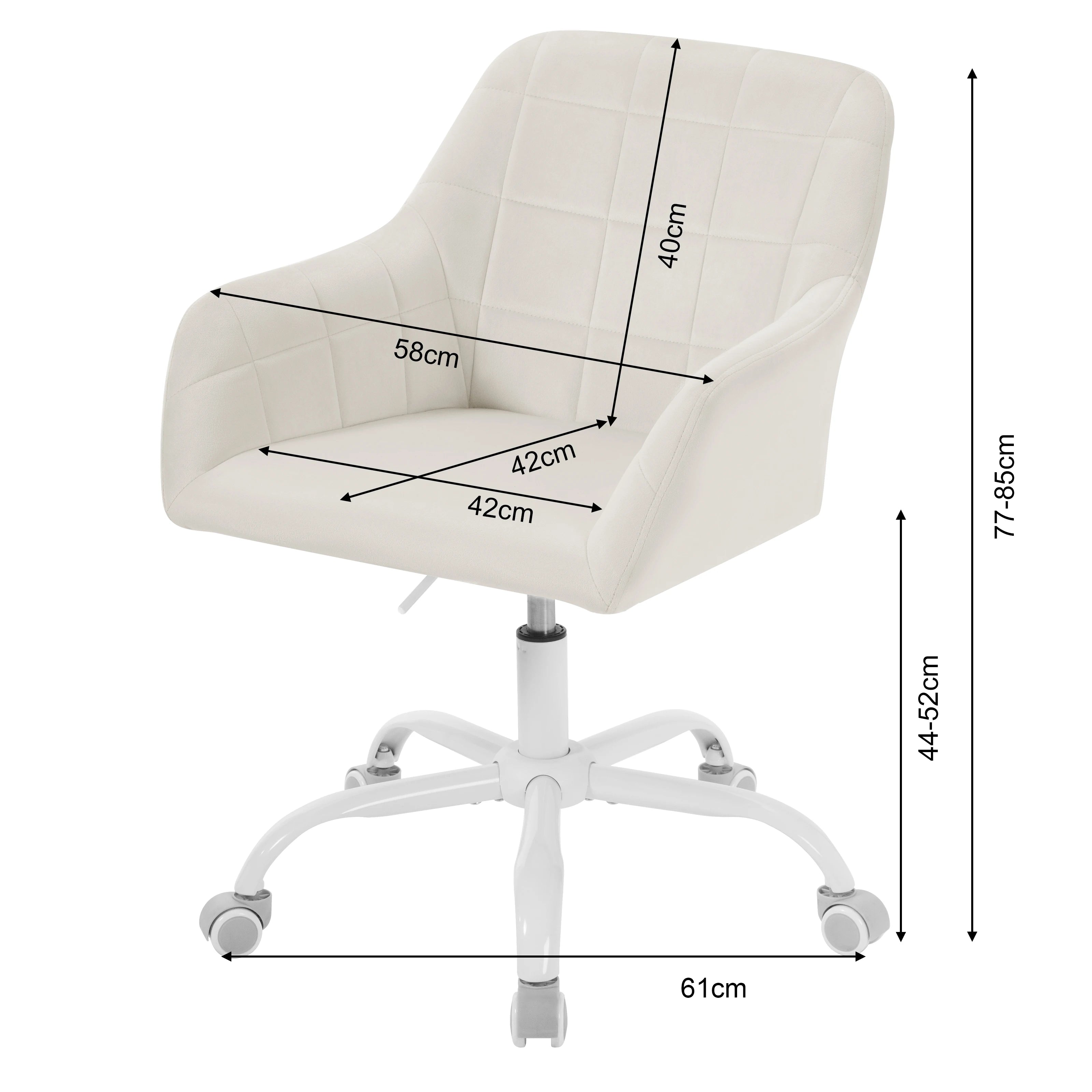 Silla de oficina giratoria ajustable en altura con ruedas y apoyabrazos – silla de escritorio para hogar u oficina
