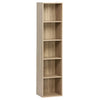 Estantería librería de 5 niveles 132 cm en tablero laminado color natural – unidad de almacenamiento vertical para despacho, dormitorio o despensa
