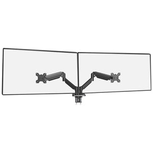 Soporte doble para monitor con brazo articulado y muelle de gas hasta 32”, ajuste de altura y rotación 360° – VESA 75/100 mm, carga 10 kg