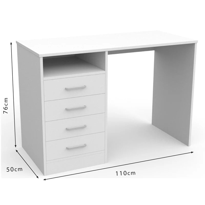 Escritorio de oficina con 4 cajones y superficie laminada – mesa para ordenador con almacenamiento integrado