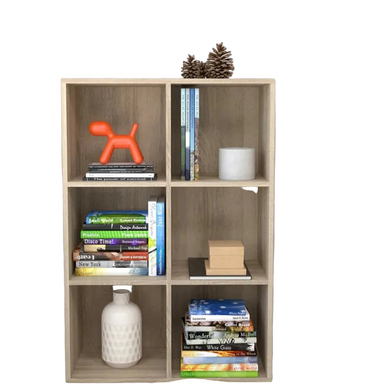 Librería estantería de 6 compartimentos 97,5 cm – organizador vertical compacto para libros y almacenamiento en interiores