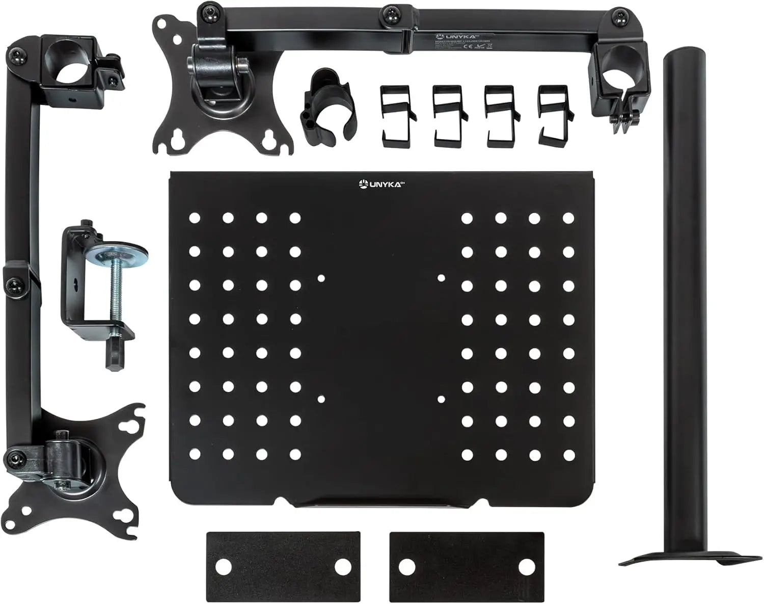 Soporte de escritorio universal para monitor 13”–32” con soporte para portátil 15.6”, brazo articulado y rotación 360° – VESA 75/100 mm, carga 10 kg