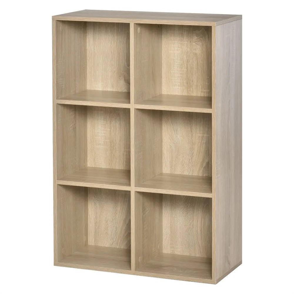 Estantería de libros de 3 niveles con 6 compartimentos 97,5 cm – organizador de almacenamiento para dormitorio u oficina en madera melaminada