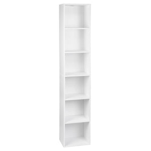 Estantería modular de 1 unidad con cubos de almacenamiento 106 cm en madera – mueble vertical para sala, dormitorio o estudio en color blanco