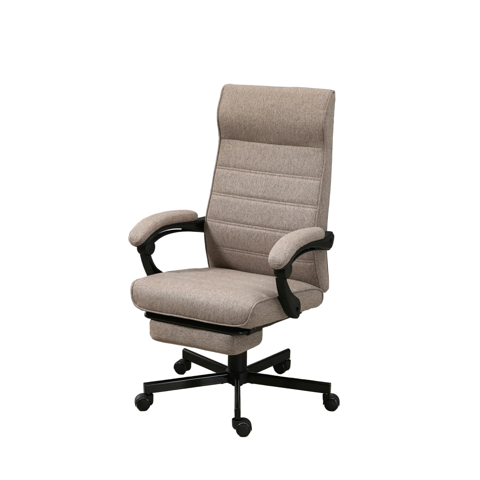 Silla de oficina giratoria con altura ajustable, reposapiés retráctil y respaldo reclinable 135° – 68×67×109-119 cm color marrón