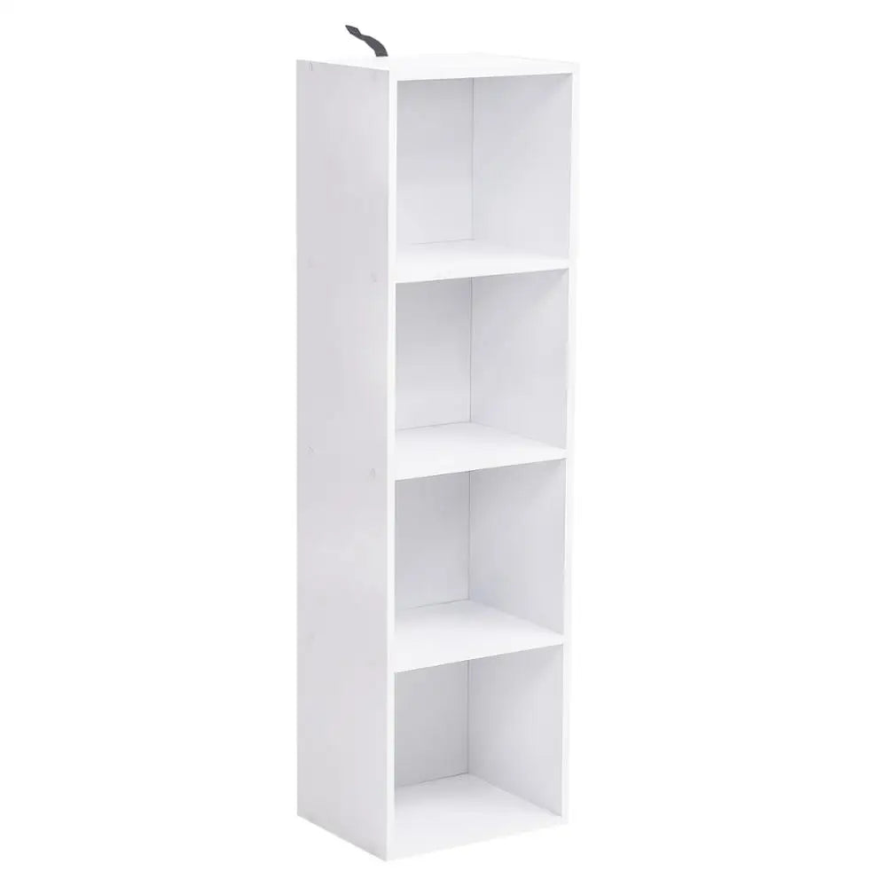 Estantería modular de 1 unidad con cubos de almacenamiento 106 cm en madera – mueble vertical para sala, dormitorio o estudio en color blanco