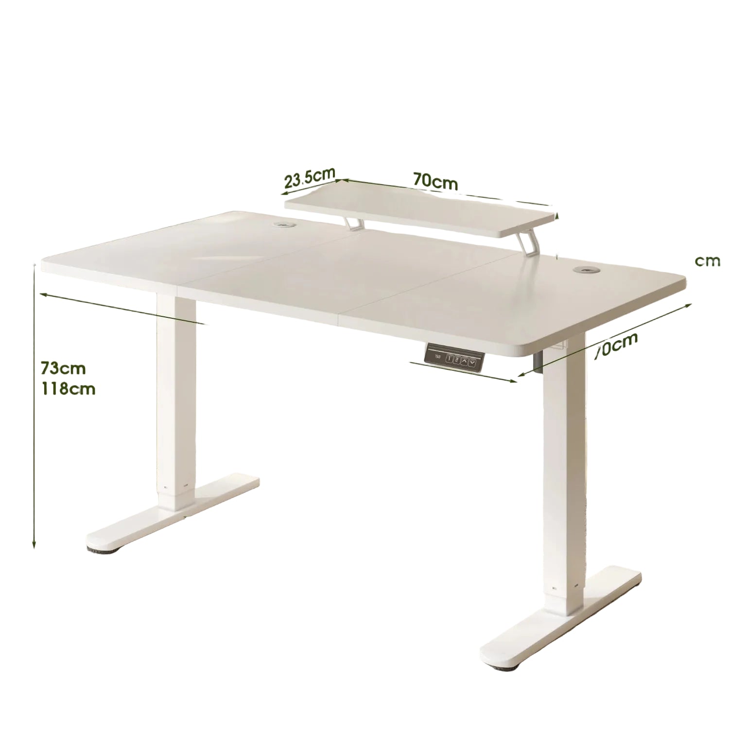 Escritorio eléctrico regulable en altura 160×70 cm con memoria y soporte para monitor – mesa de trabajo de pie color blanco