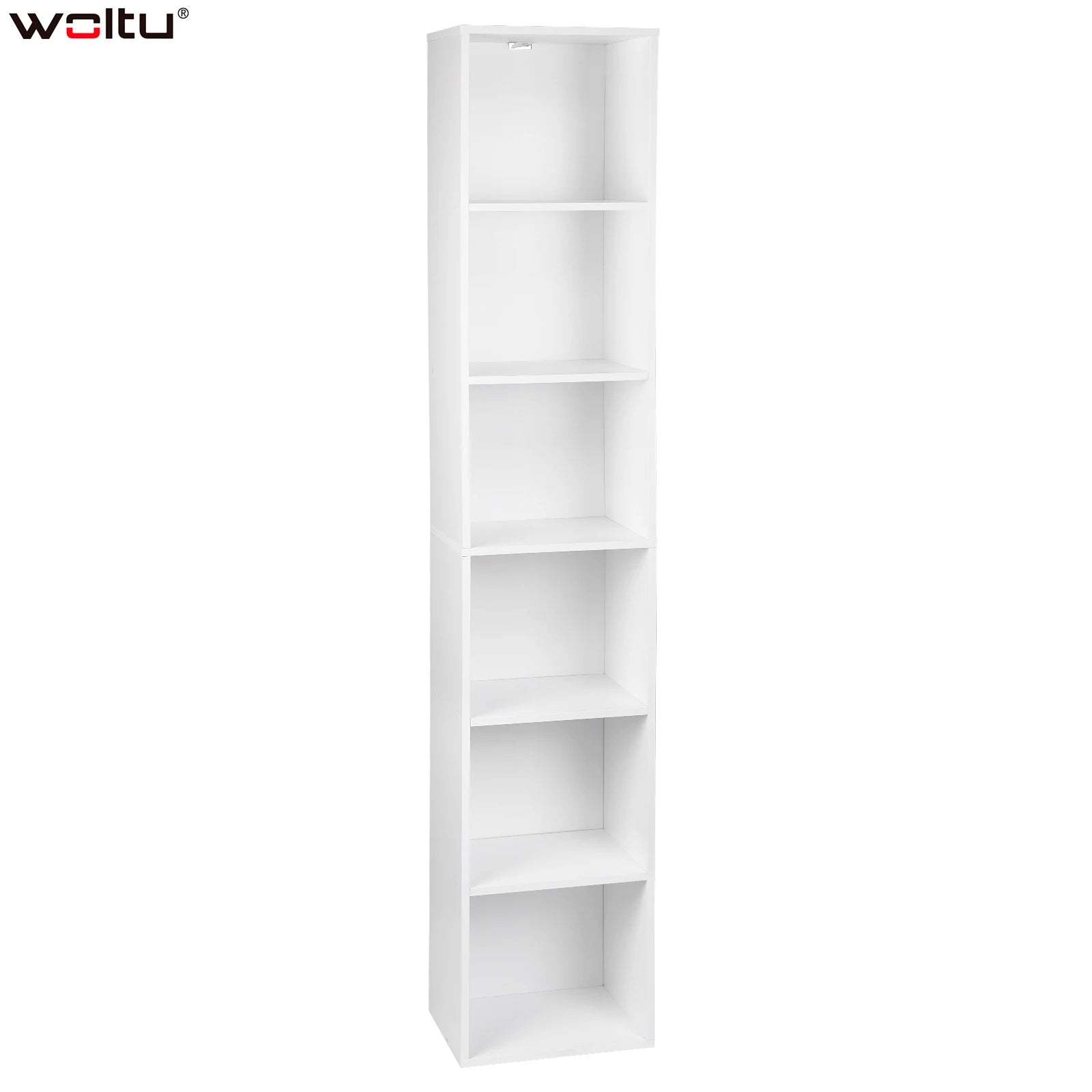 Estantería modular de 1 unidad con cubos de almacenamiento 106 cm en madera – mueble vertical para sala, dormitorio o estudio en color blanco