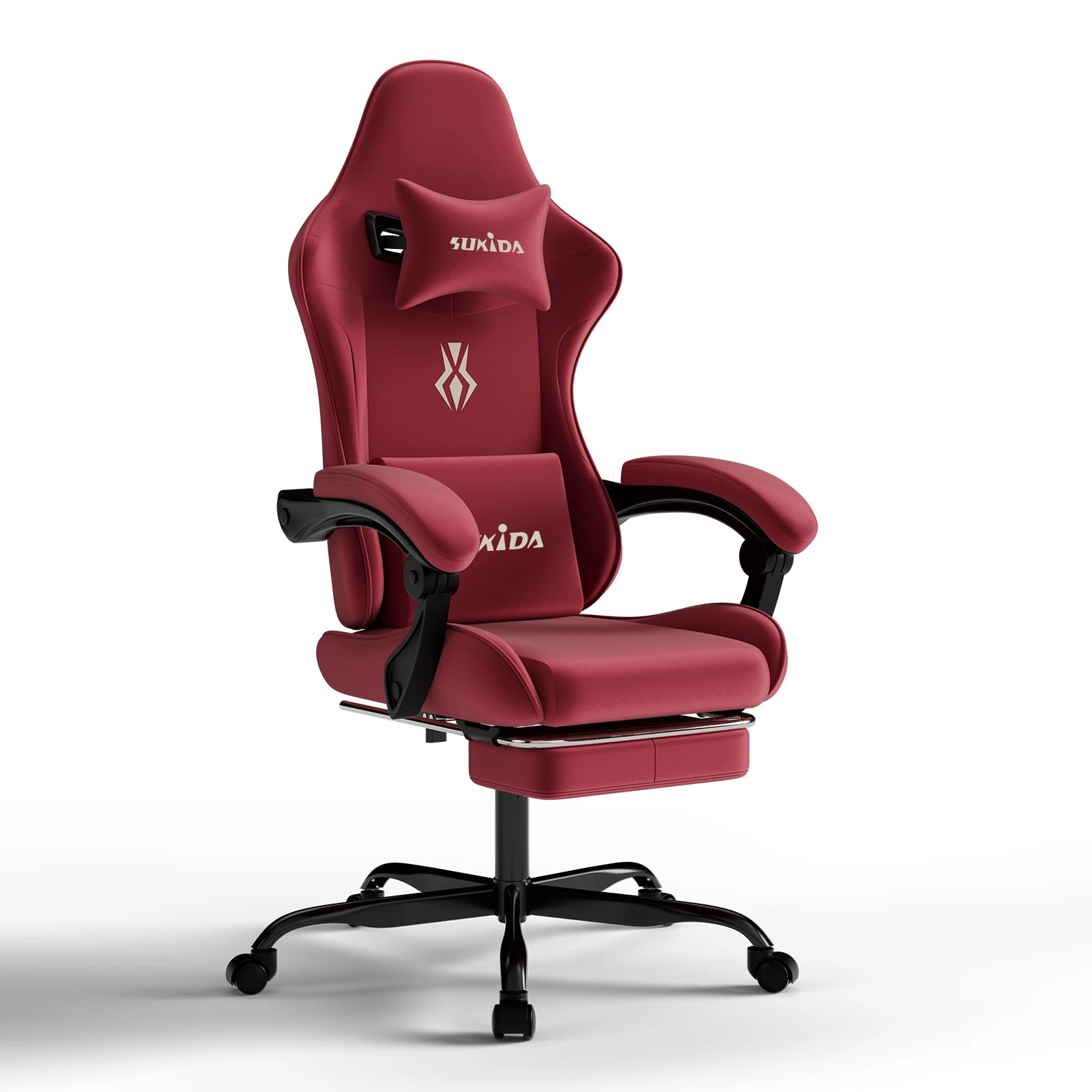 Silla de oficina ejecutiva con respaldo reclinable, reposapiés y cojín – silla giratoria con ruedas y apoyabrazos