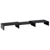 Soporte elevador para 2 monitores ajustable en longitud 80–117 cm con compartimentos – base de escritorio en MDF color negro