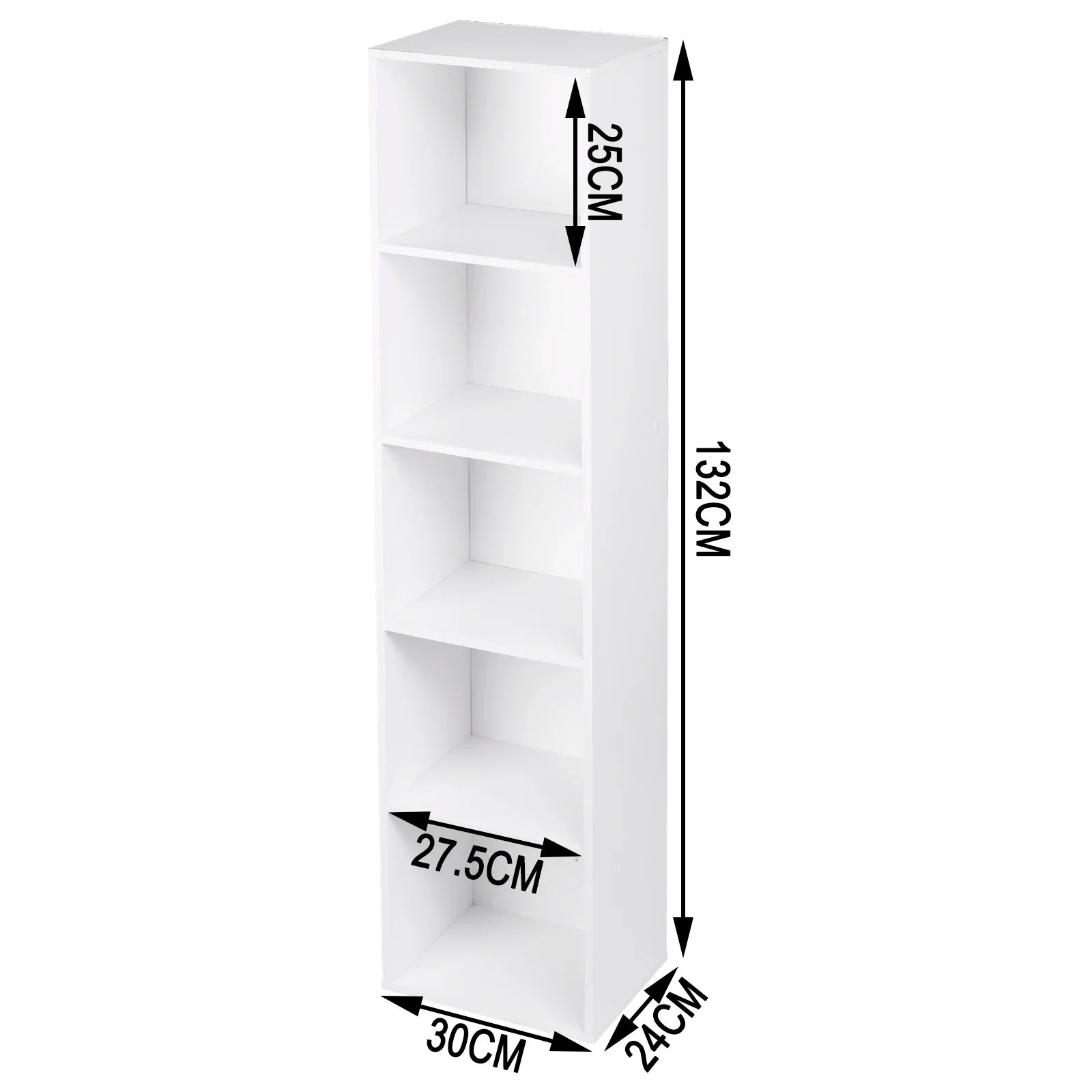Estantería modular de 1 unidad con cubos de almacenamiento 106 cm en madera – mueble vertical para sala, dormitorio o estudio en color blanco
